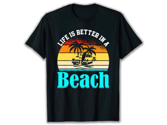 Beach T-Shirt Vector Graphics Template for Branding