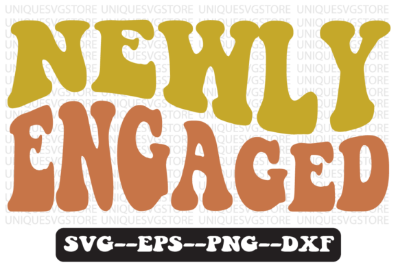 Newly Engaged Groovy Retro SVG for T-Shirt Designs & Graphics
