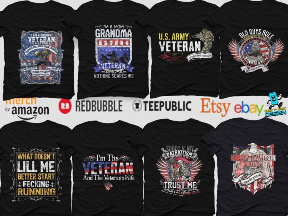 Veteran T Shirt Vector Graphics for Print Templates