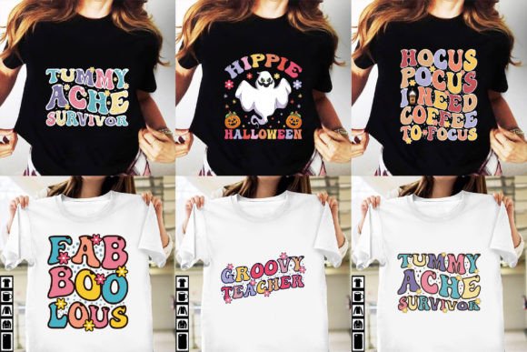 Wavy, Groovy T-shirt Design Bundle: Graphics & Print Templates